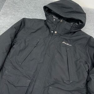 Eddie Bauer Jacket Mens 2XL Black Parka Coat Down Waterproof Hooded WeatherEdge
